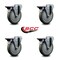 Service Caster 5'' Gray Poly Wheel Swivel Bolt Hole Caster Set with Posi Lock Brakes, 4PK SCC-BH20S514-PPUB-PLB-4 - alternate 5